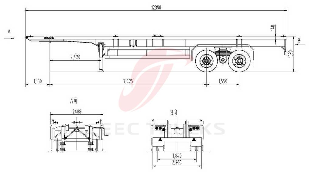 bogie suspension semitrailer drawing