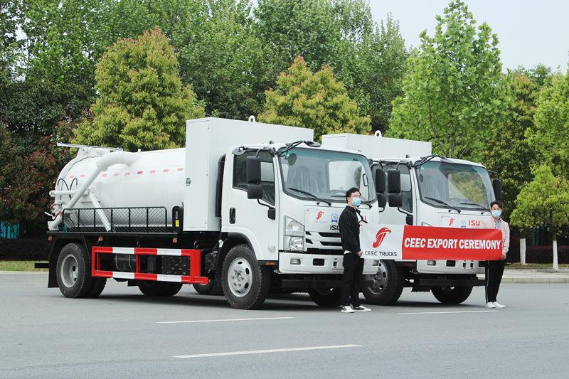 2 units ISUZU ELF 700P vacuum truck were ready for shipment