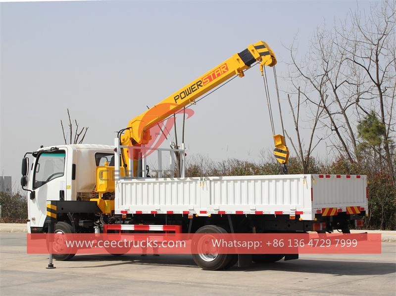 Isuzu NPR cargo truck with 5tons crane