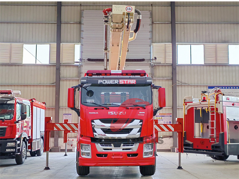 Isuzu GIGA water & foam truck with mounted high reach extendable turret