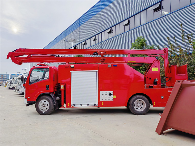Isuzu aerial work platform truck fire pumper system