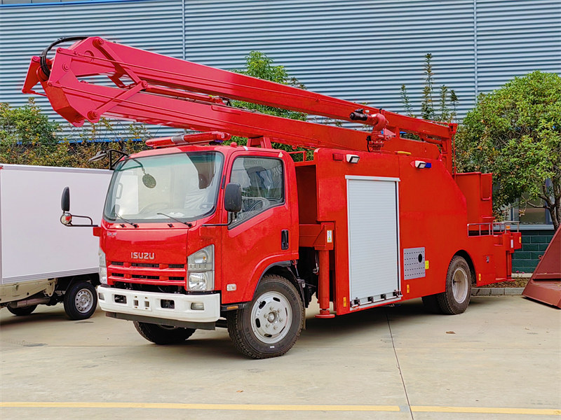 Isuzu aerial lift truck with fire engine