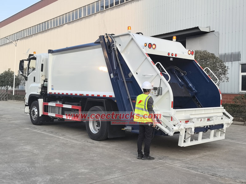 ISUZU refuse compactor truck testing