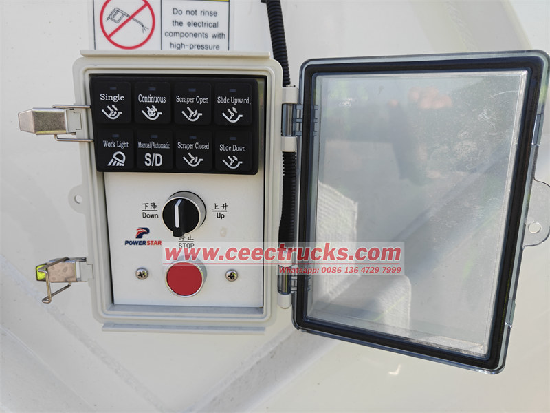 Rear hopper mounted CAN BUS control button