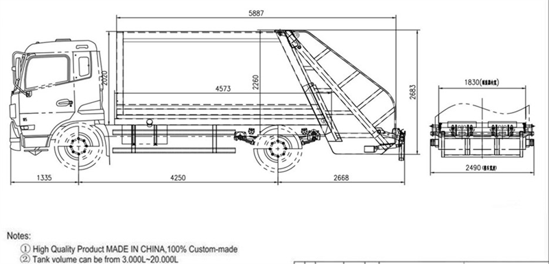 Howo 16cbm rear loader garbage truck