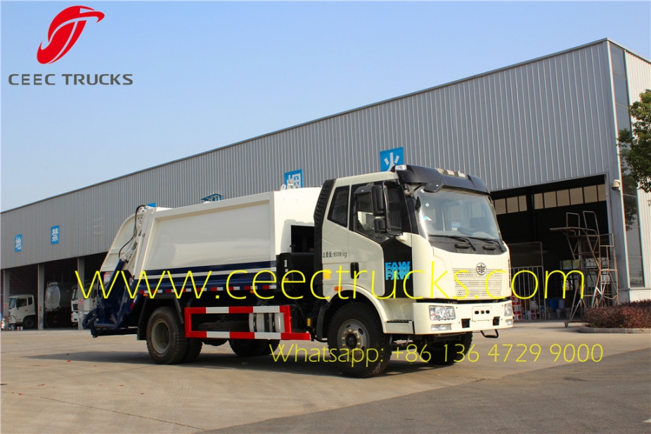 Lowest price FAW 10-12 m³ garbage compactor trucks