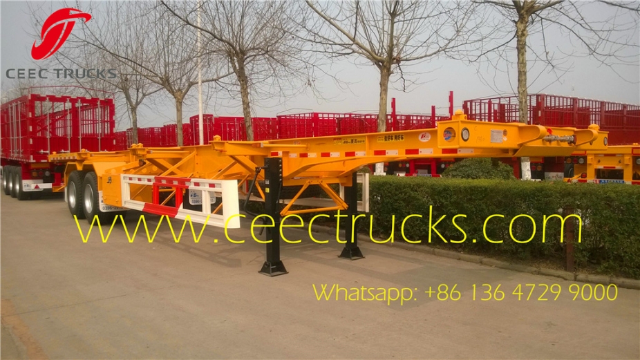 2 axle bogie suspension skeleton trailer 50T