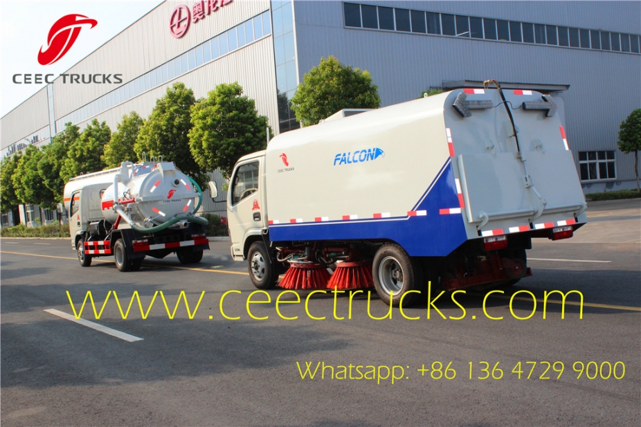 Environmental 4cbm dustbin and 1cbm water tank DONGFENG Mechanical road sweeper