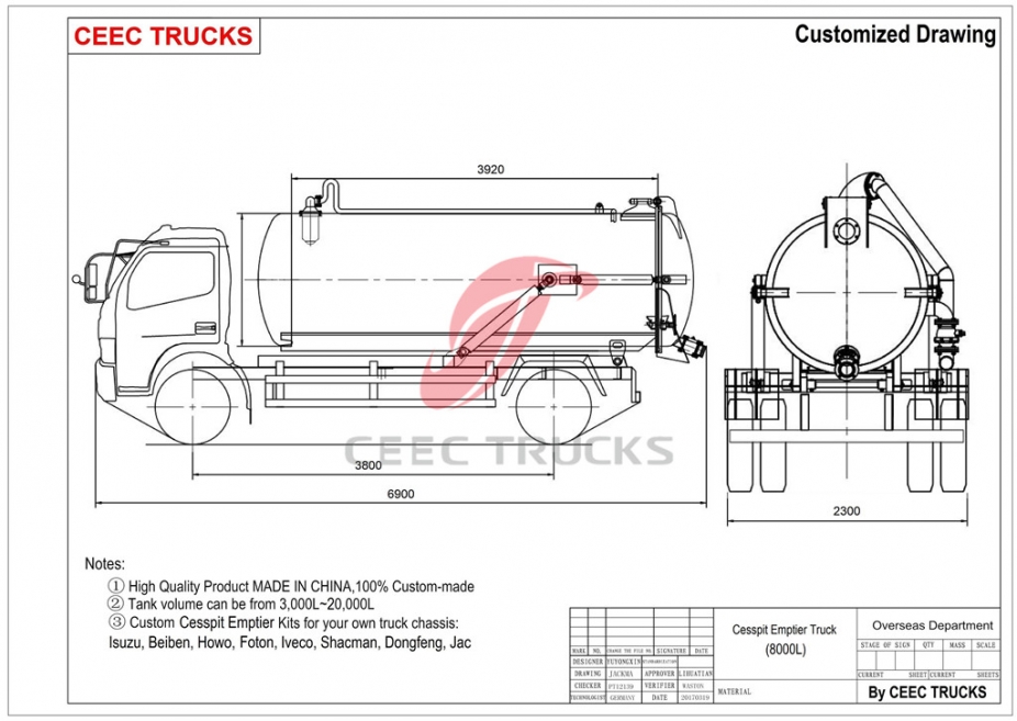 Caminhão esvaziador de fossa ISUZU 8.000L