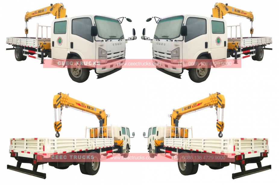 ISUZU 6300kg crane truck with double row cabin