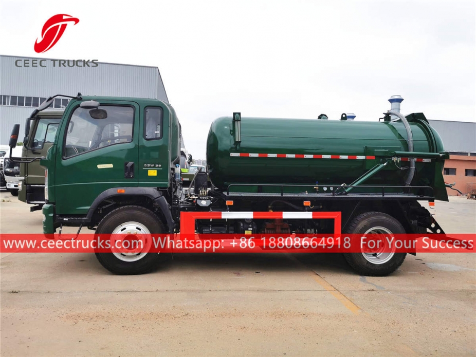 HOWO 4×2 right hand drive vacuum tanker truck