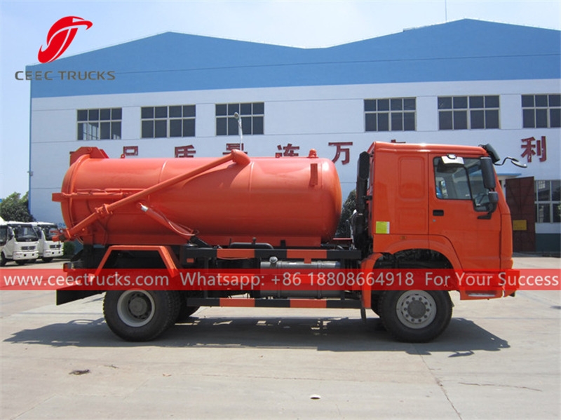 HOWO 4×2 right hand drive vacuum tanker truck