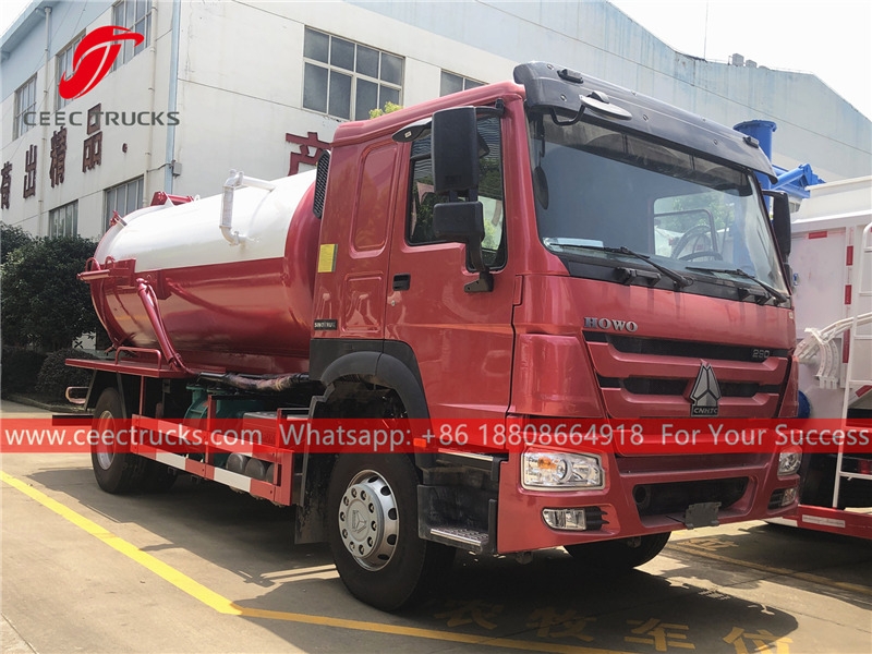 HOWO 4×2 right hand drive vacuum tanker truck