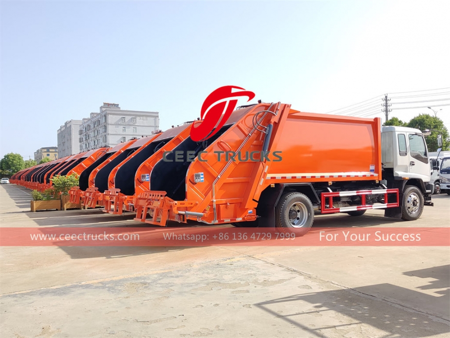 Dubai customer buy ISUZU 10 cubic meter refuse compactor trucks