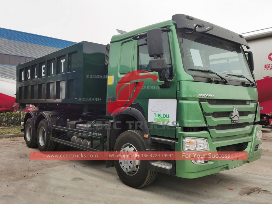 HOWO 10 wheeler 20CBM hook lift garbage truck