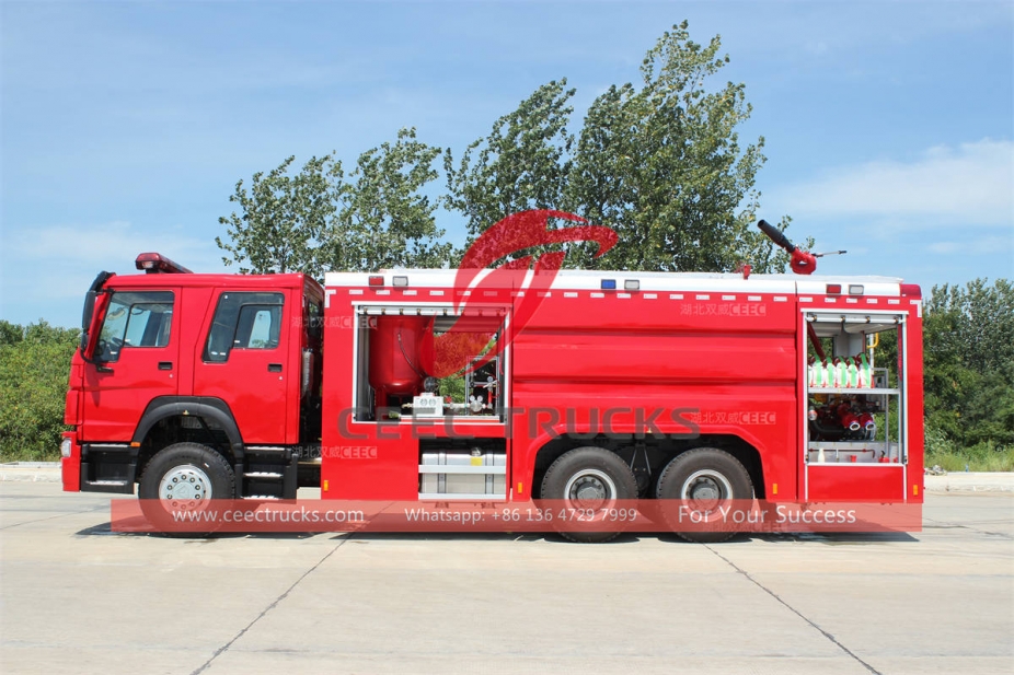 HOWO 6×4 water foam and dry powder combined fire fighting truck