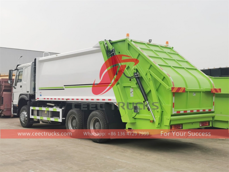 HOWO LHD 290HP 18CBM rear load garbage truck on sale