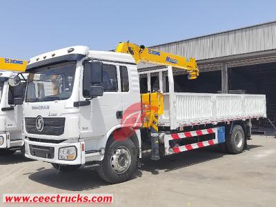 Shacman 4x2 dropside cargo truck mounted XCMG 6.3tons boom crane