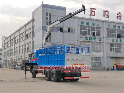 Beiben 6x4 cargo truck with knuckle crane