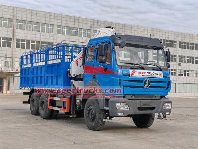 Beiben 6x4 cargo truck with knuckle crane