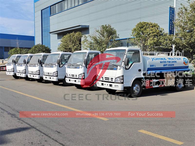 Filipinas - 6 unidades de caminhão tanque de água ISUZU 600P 5000L em aço inoxidável exportadas