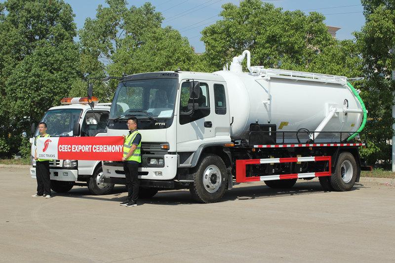 África - Caminhão aspirador ISUZU FTR e caminhão reboque NKR entregues com sucesso na África